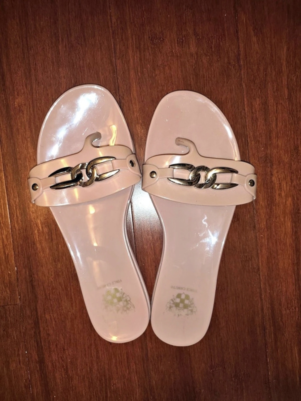 Vince Camuto Evolet Jelly Chain Thong Sandals Blush Pink Nude